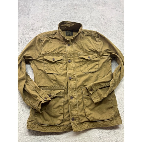 Lucky Brand Mens Utility Jacket Field Coat Tan 4 Pockets Zip Button Large - Picture 2 of 5